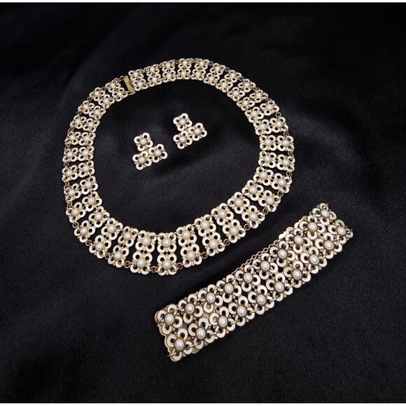 Vintage DAVID ANDERSEN 925 Norway Sterling Silver Enamel Necklace Bracelet & Ear - Picture 3 of 7